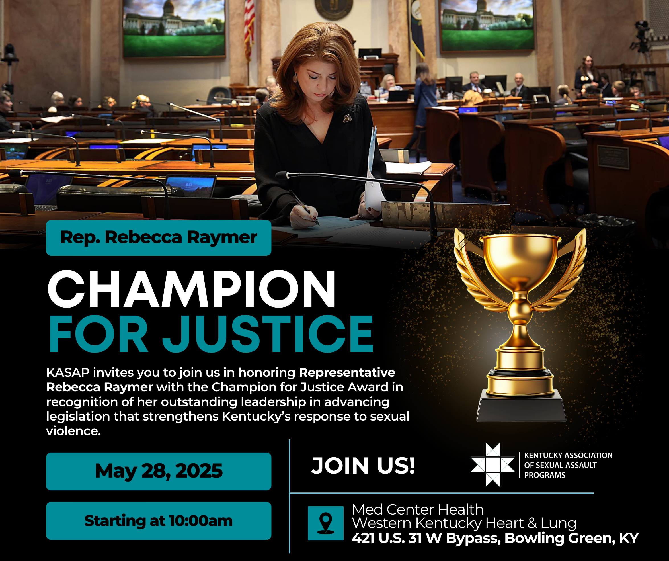 Representative Rebecca Raymer to Be Honored with Champion for Justice Award